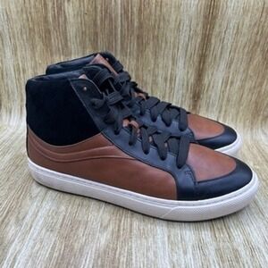 Coach C202 Men's Size 10.5 High Top‎ Sneakers Brown Black Leather Shoes